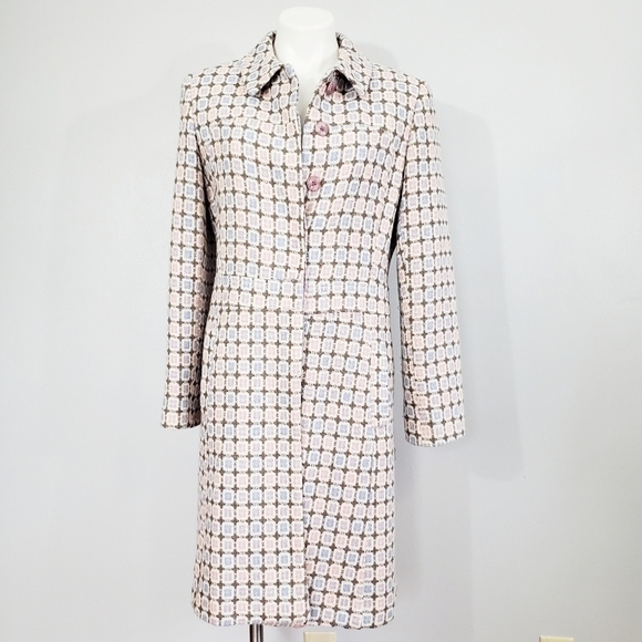 Vintage Marvin Richards 60s Mod Geometric Tweed Coat Pastel Lined Jacket - Picture 2 of 7